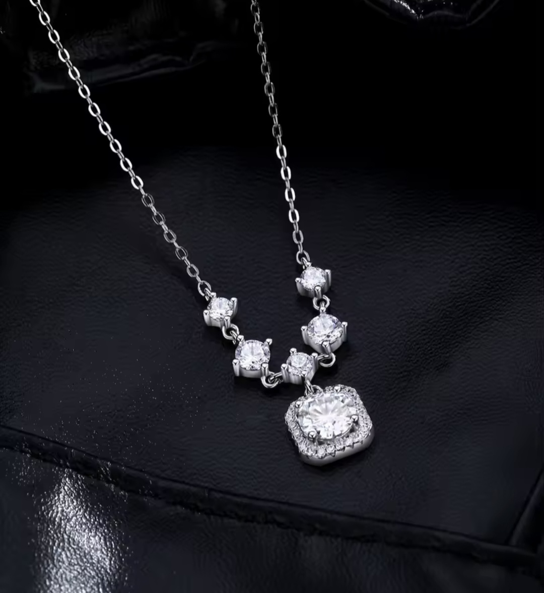 Сребърно колие с мойсанит "Diamond Frost" - Image 3