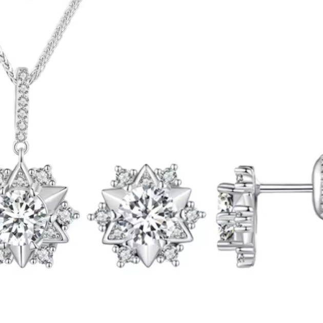 Сребърен комплект с мойсанит "Сияйна звезда"