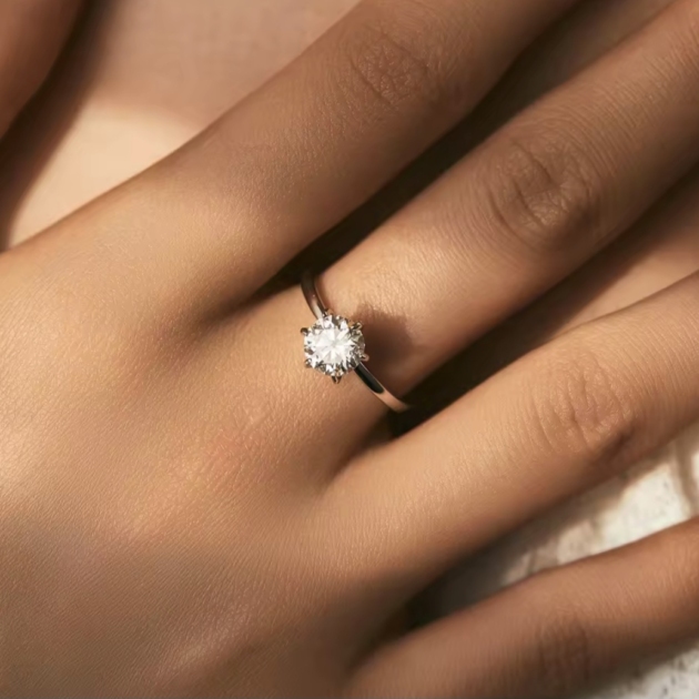Сребърен пръстен с мойсанит "Vera Luxe"