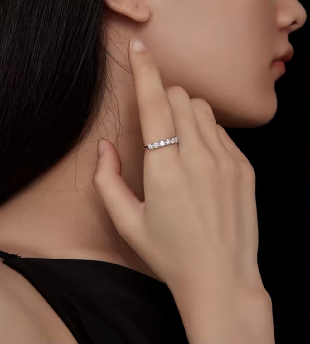 Сребърен пръстен с мойсанит "Обичам те" - Image 4