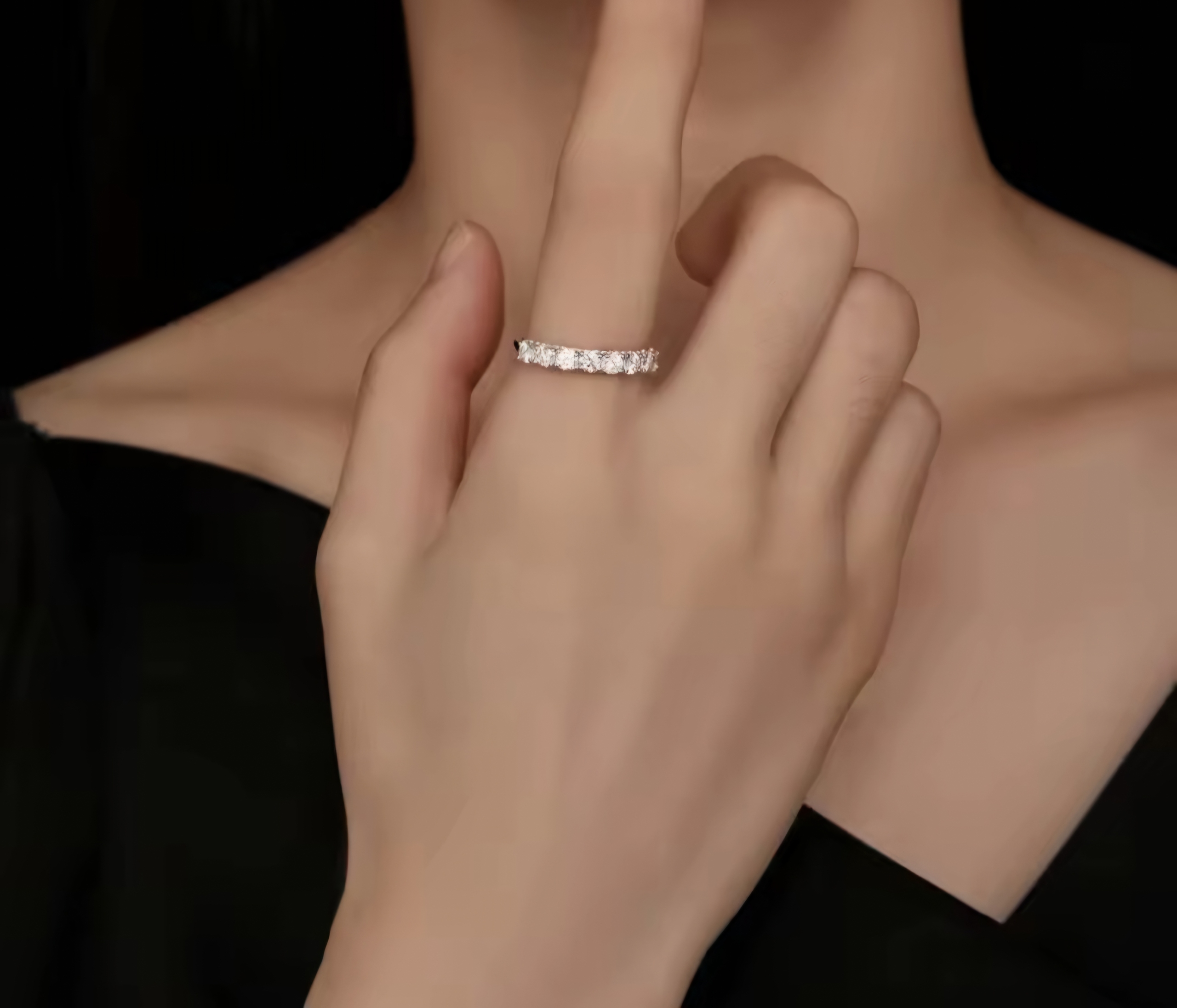 Сребърен пръстен с мойсанит "Обичам те" - Image 2