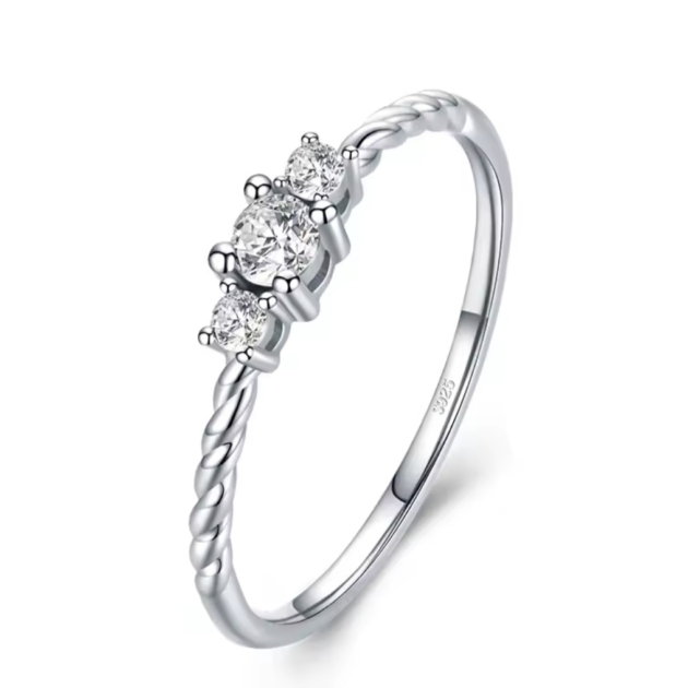 Сребърен пръстен с цирконий "Троен блясък"