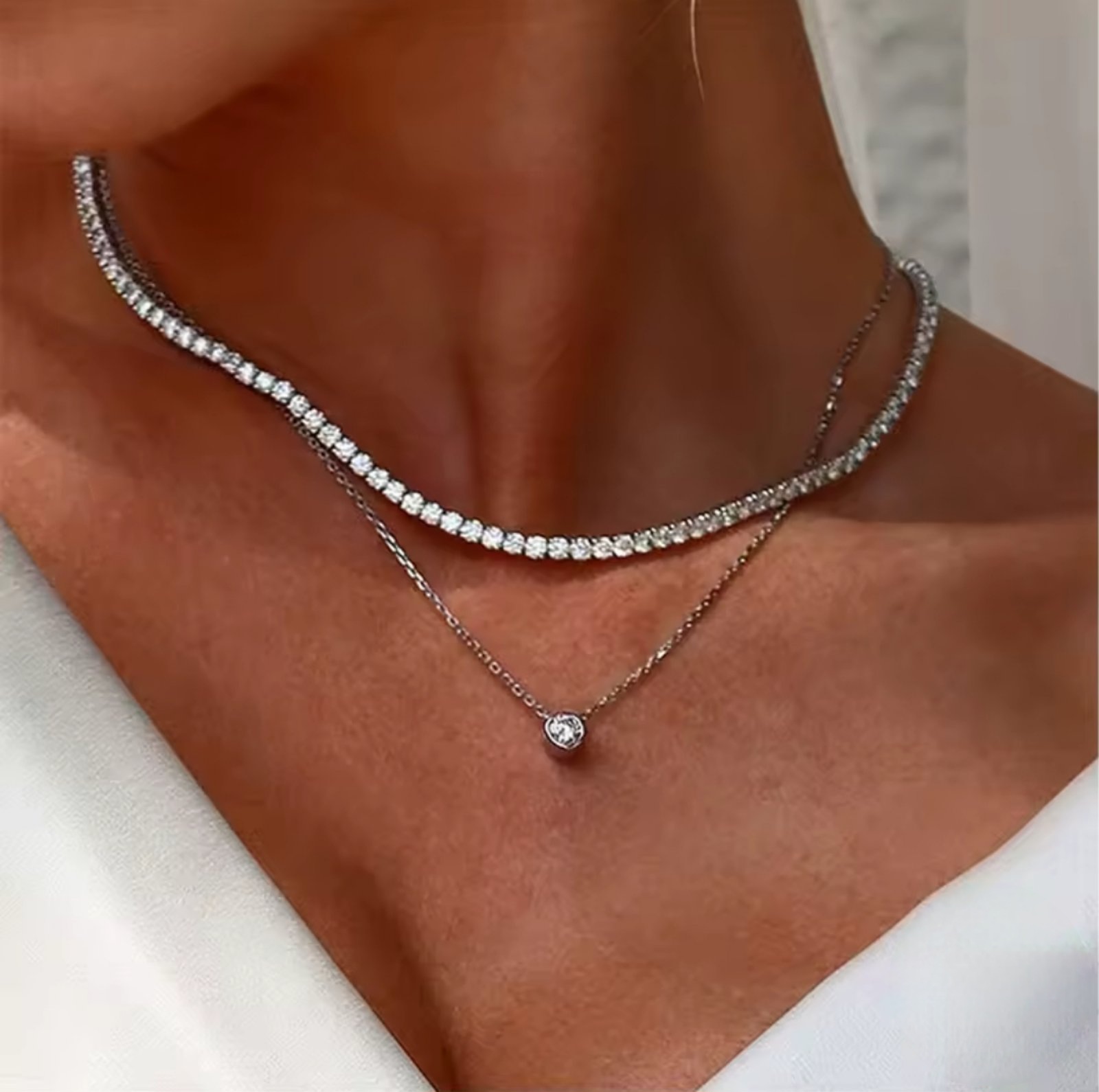 Сребърен чокър с цирконий "Luminous Elegance" - Image 5