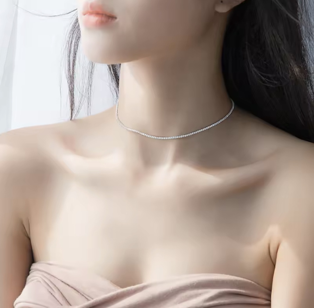 Сребърен чокър с цирконий "Прелестна" - Image 4