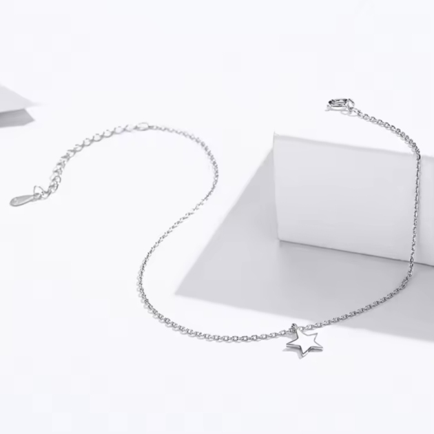 Сребърна гривна за крак "Звезден блясък"