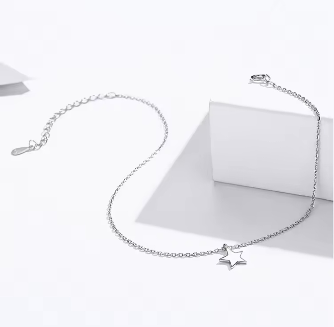 Сребърна гривна за крак "Звезден блясък"