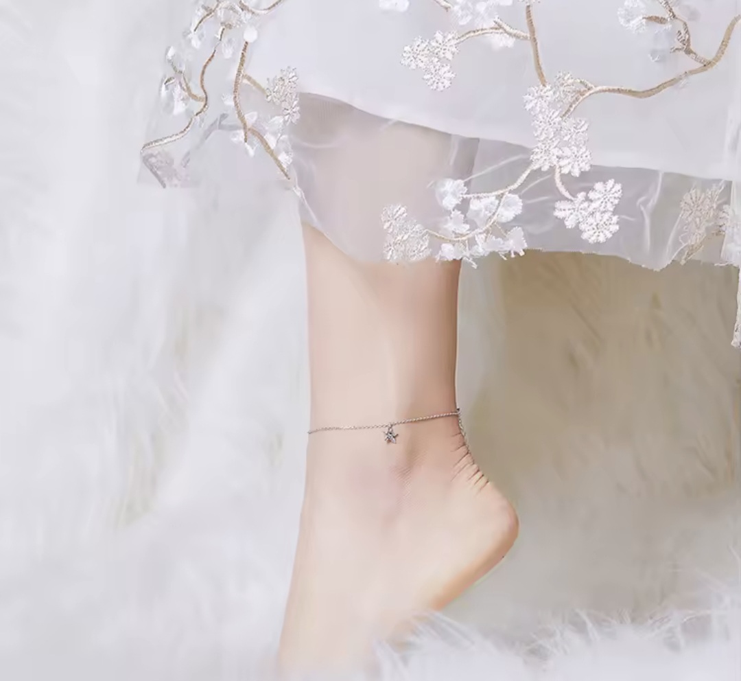 Сребърна гривна за крак "Звезден блясък" - Image 8