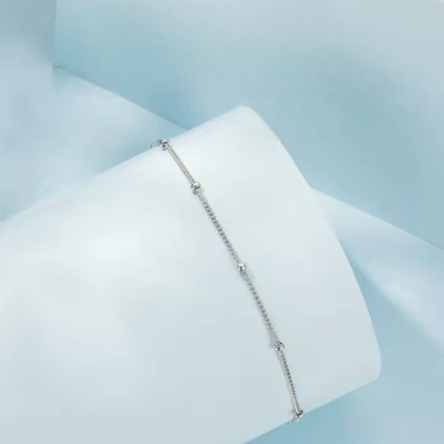 Сребърна гривна за крак "Фина елегантност"