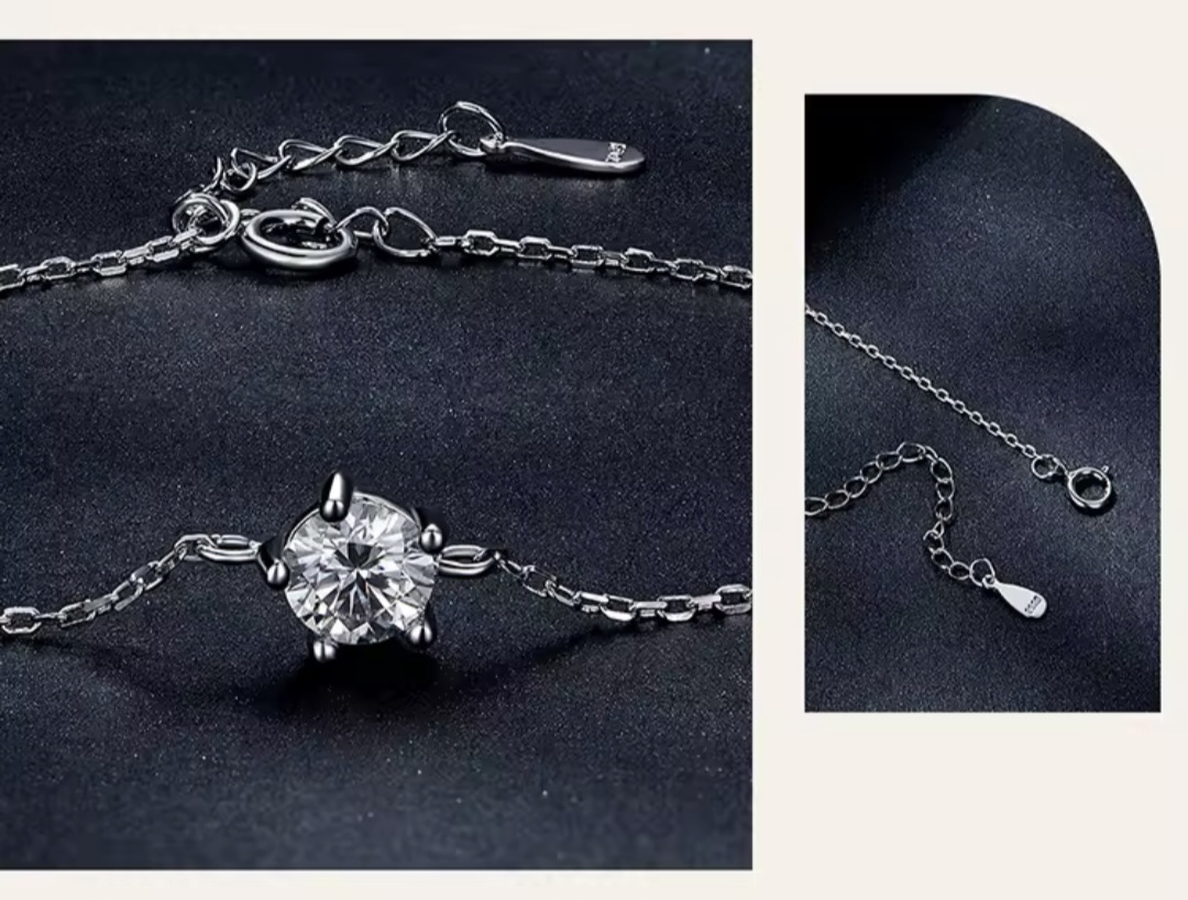 Сребърна гривна с мойсанит "Блясък на слънцето"