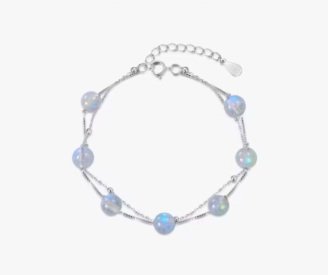 Сребърна гривна с натурален камък "Moonlight Serenity" - Image 4