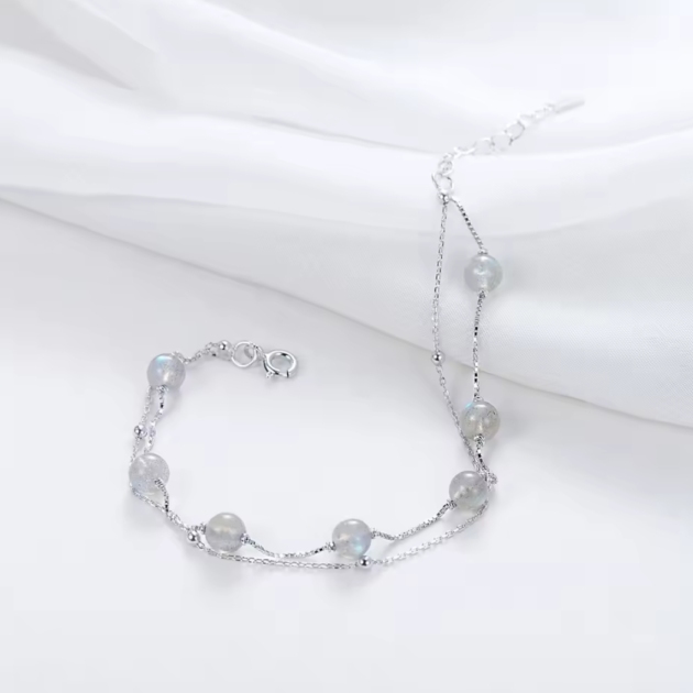 Сребърна гривна с натурален камък "Moonlight Serenity"