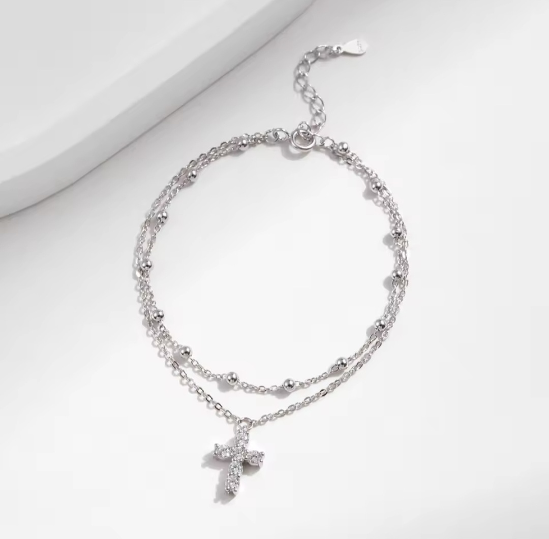 Сребърна гривна с цирконий "Faith"