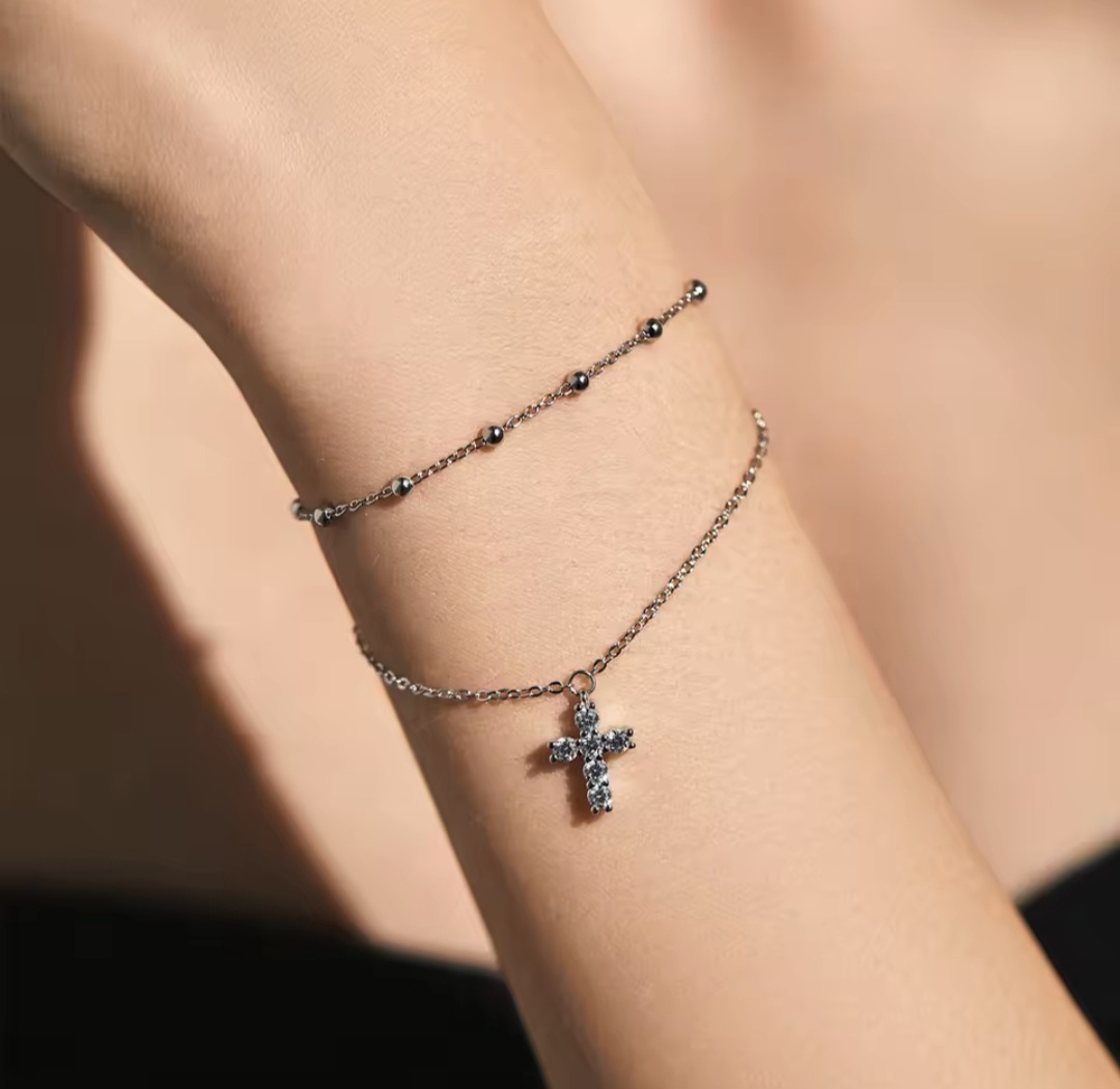 Сребърна гривна с цирконий "Faith" - Image 3