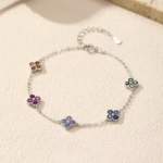 Сребърна гривна с цирконий "Цвете мое"