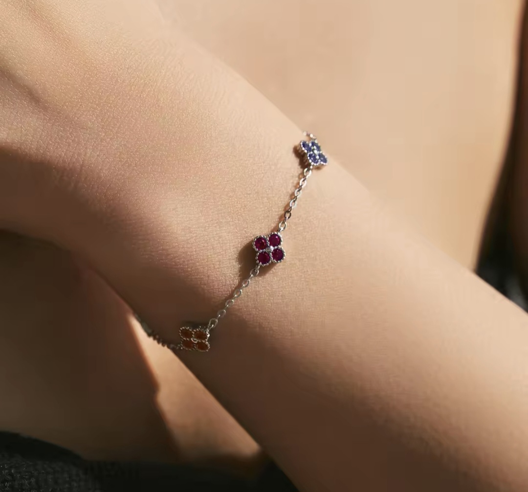 Сребърна гривна с цирконий "Цвете мое" - Image 3