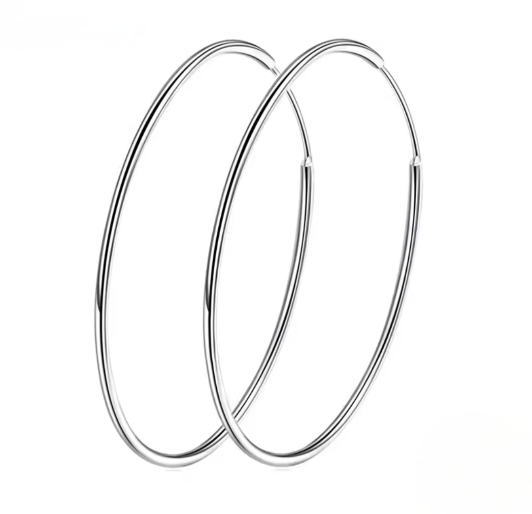 Сребърни обеци "Елеганс Хоопс" - Image 5