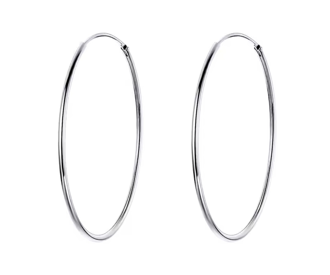 Сребърни обеци "Елеганс Хоопс" - Image 4