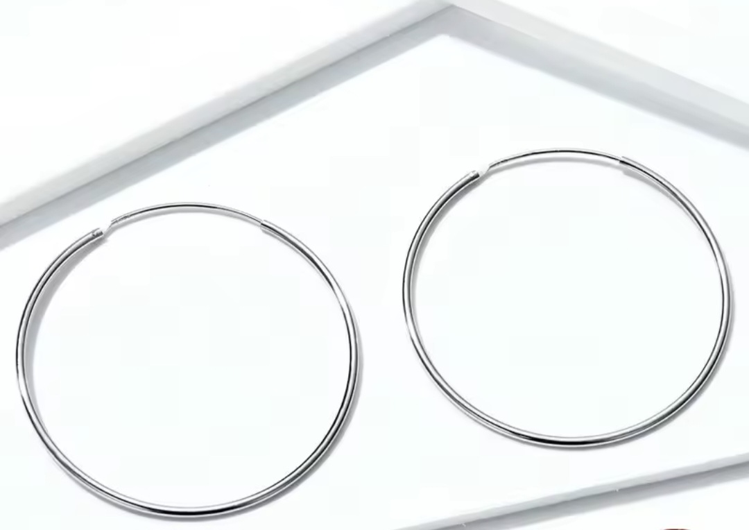 Сребърни обеци "Елеганс Хоопс" - Image 3