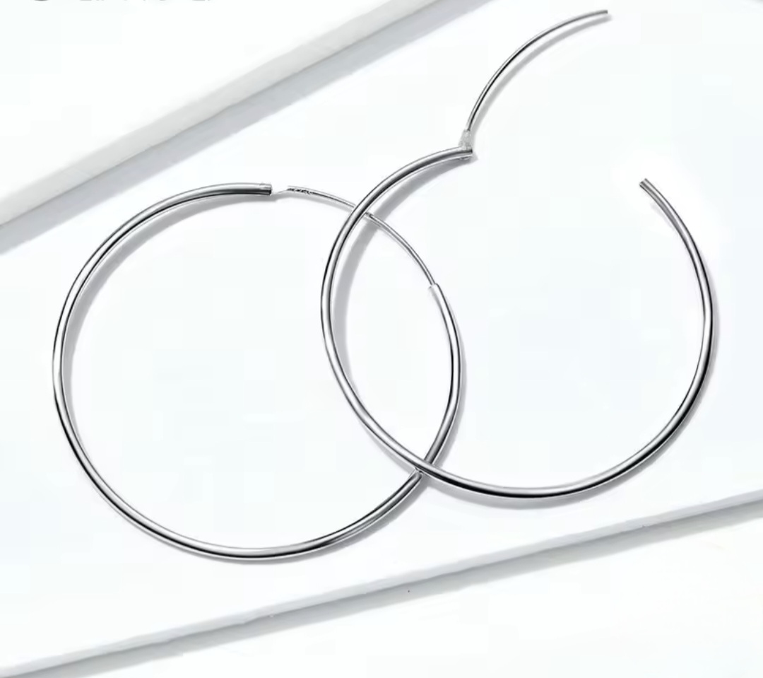 Сребърни обеци "Елеганс Хоопс" - Image 2