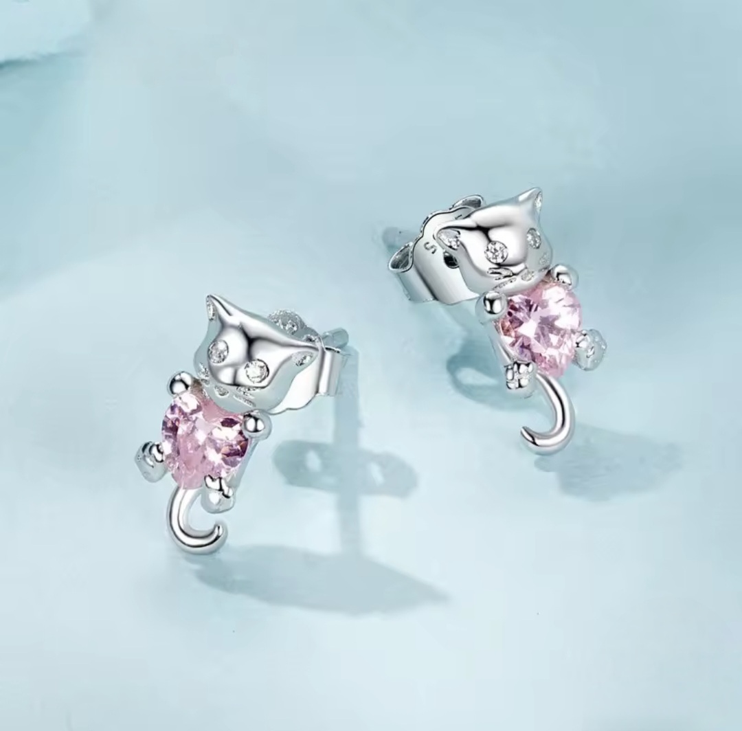 Сребърни обеци "Котешка душа" - Image 3