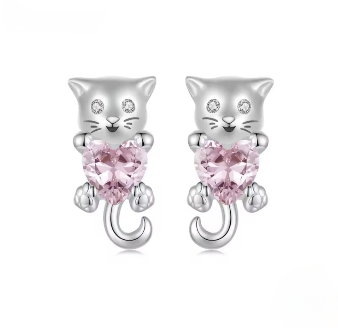 Сребърни обеци "Котешка душа" - Image 2
