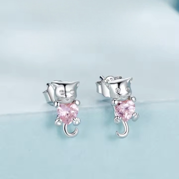 Сребърни обеци "Котешка душа"