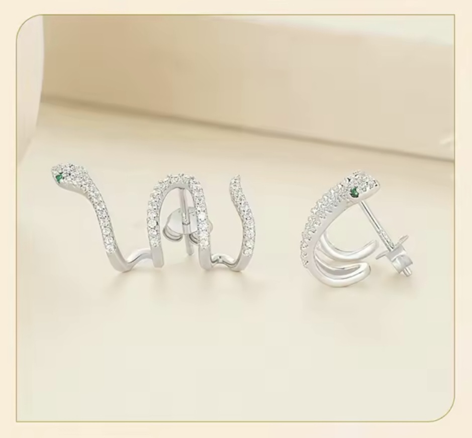 Сребърни обеци "Окото на кобрата" - Image 6