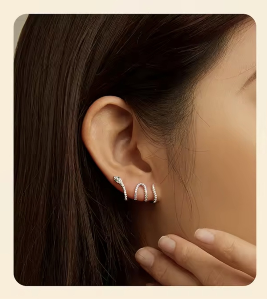 Сребърни обеци "Окото на кобрата" - Image 3