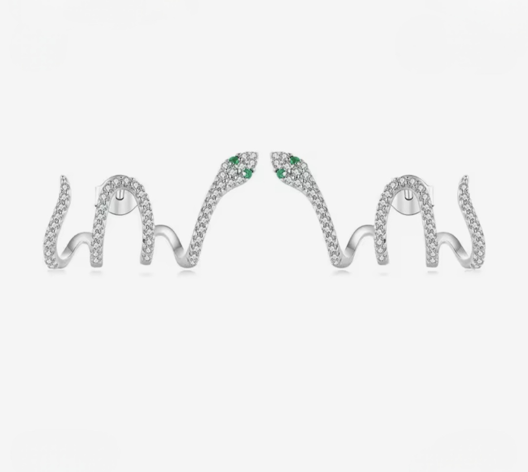 Сребърни обеци "Окото на кобрата" - Image 2