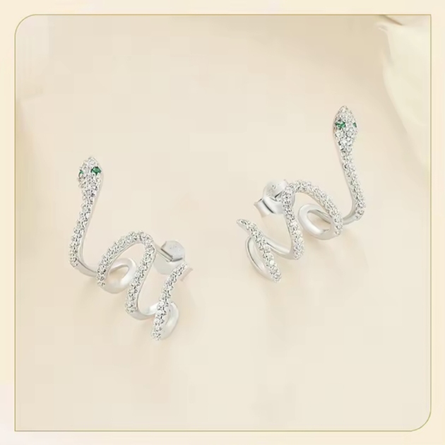 Сребърни обеци "Окото на кобрата"