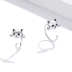 Сребърни обеци "Пухкаво коте"