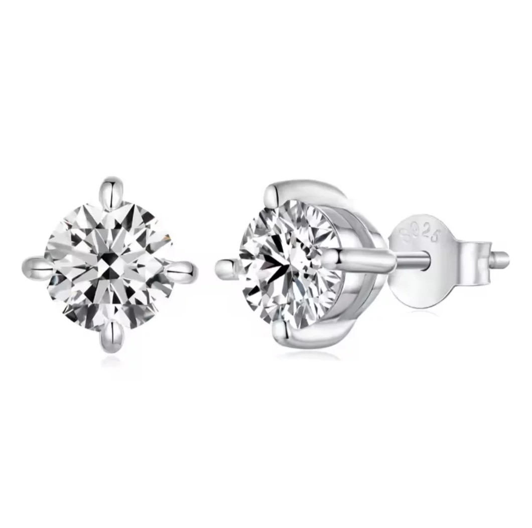 Сребърни обеци с мойсанит "Crystal Whisper" - Image 3