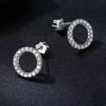 Сребърни обеци с мойсанит "Вечен ореол"