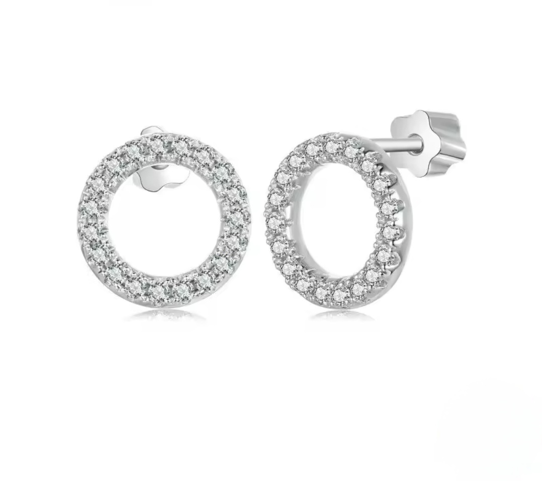 Сребърни обеци с мойсанит "Вечен ореол" - Image 5