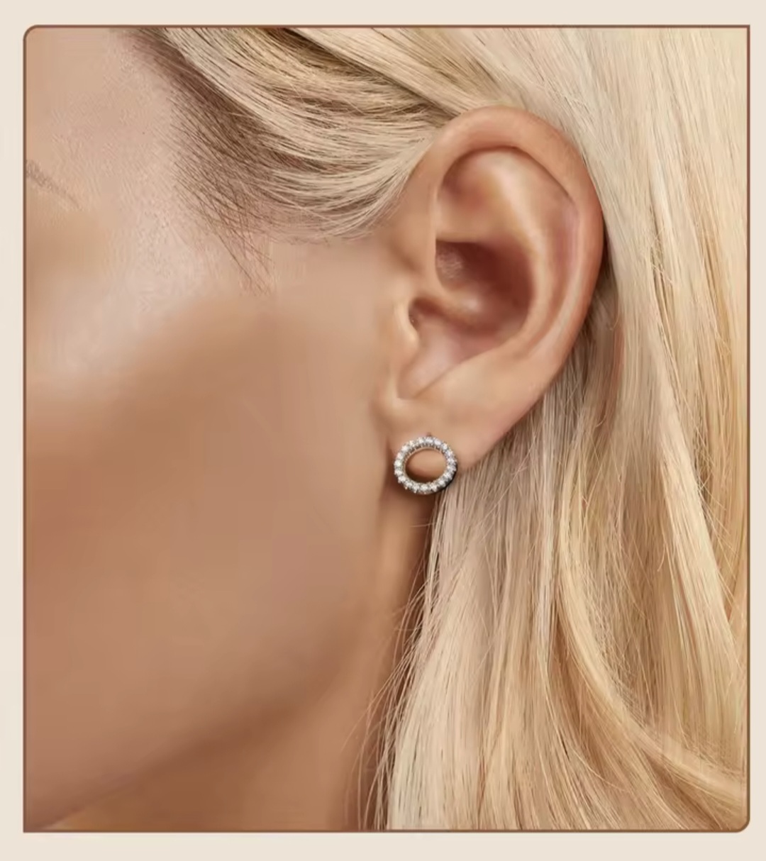 Сребърни обеци с мойсанит "Вечен ореол" - Image 3