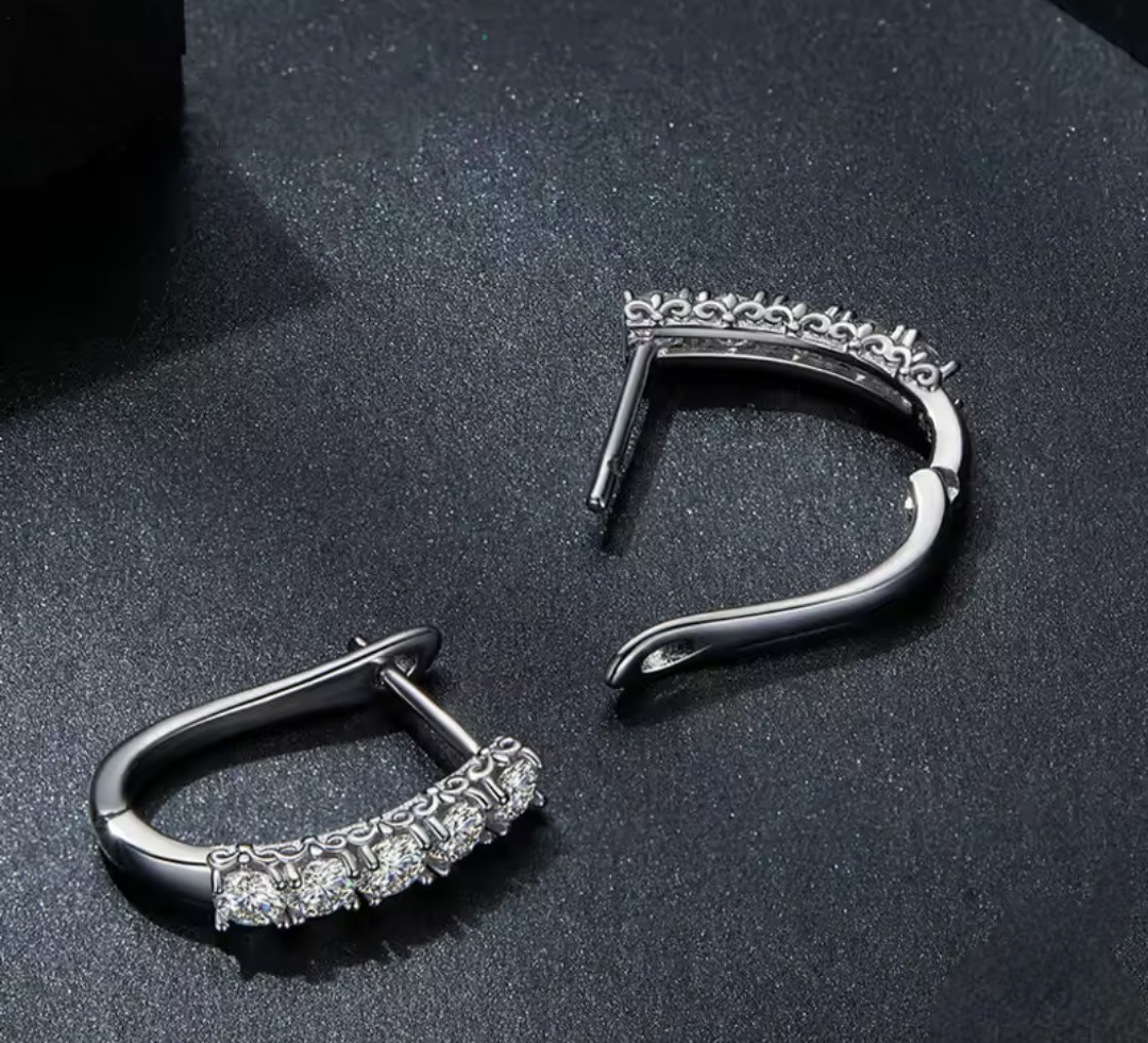 Сребърни обеци с мойсанит "Диамантен свят" - Image 4