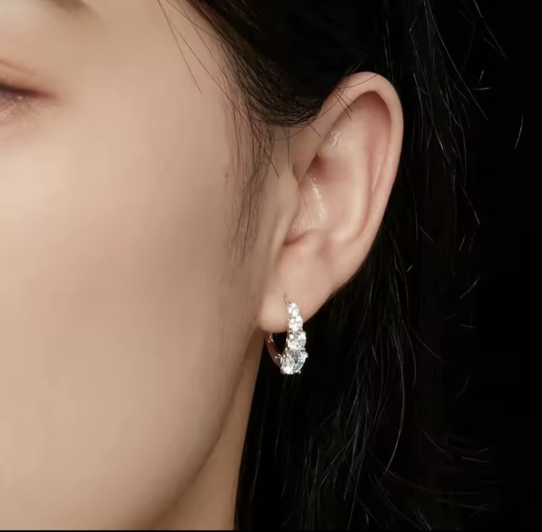 Сребърни обеци с мойсанит "Лукс светлина" - Image 4