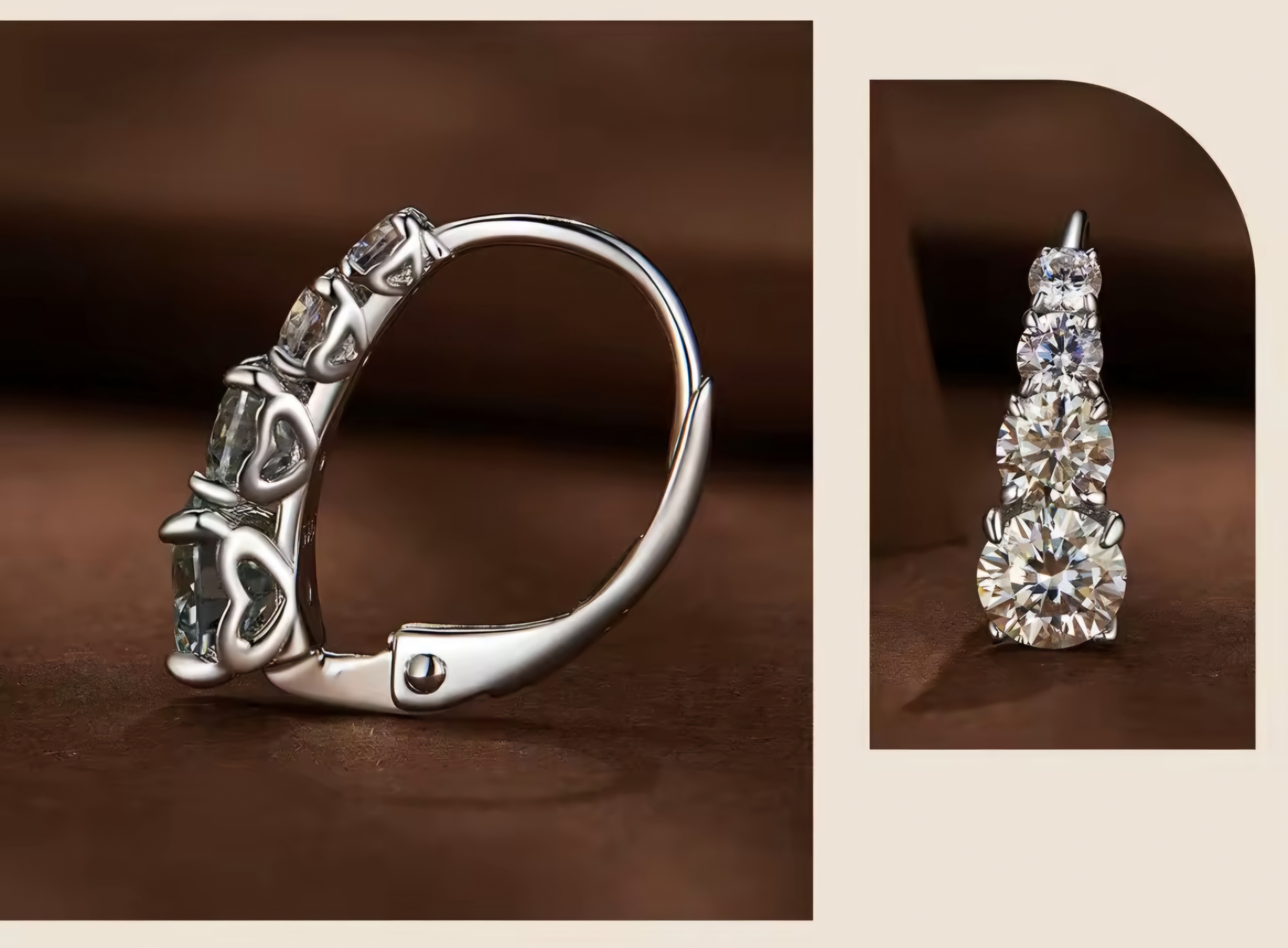 Сребърни обеци с мойсанит "Лукс светлина" - Image 3