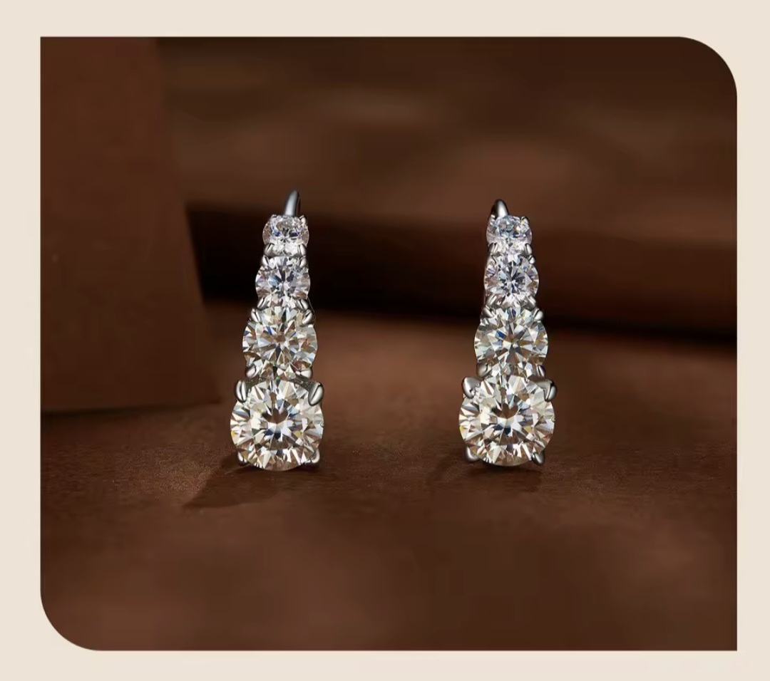 Сребърни обеци с мойсанит "Лукс светлина" - Image 6