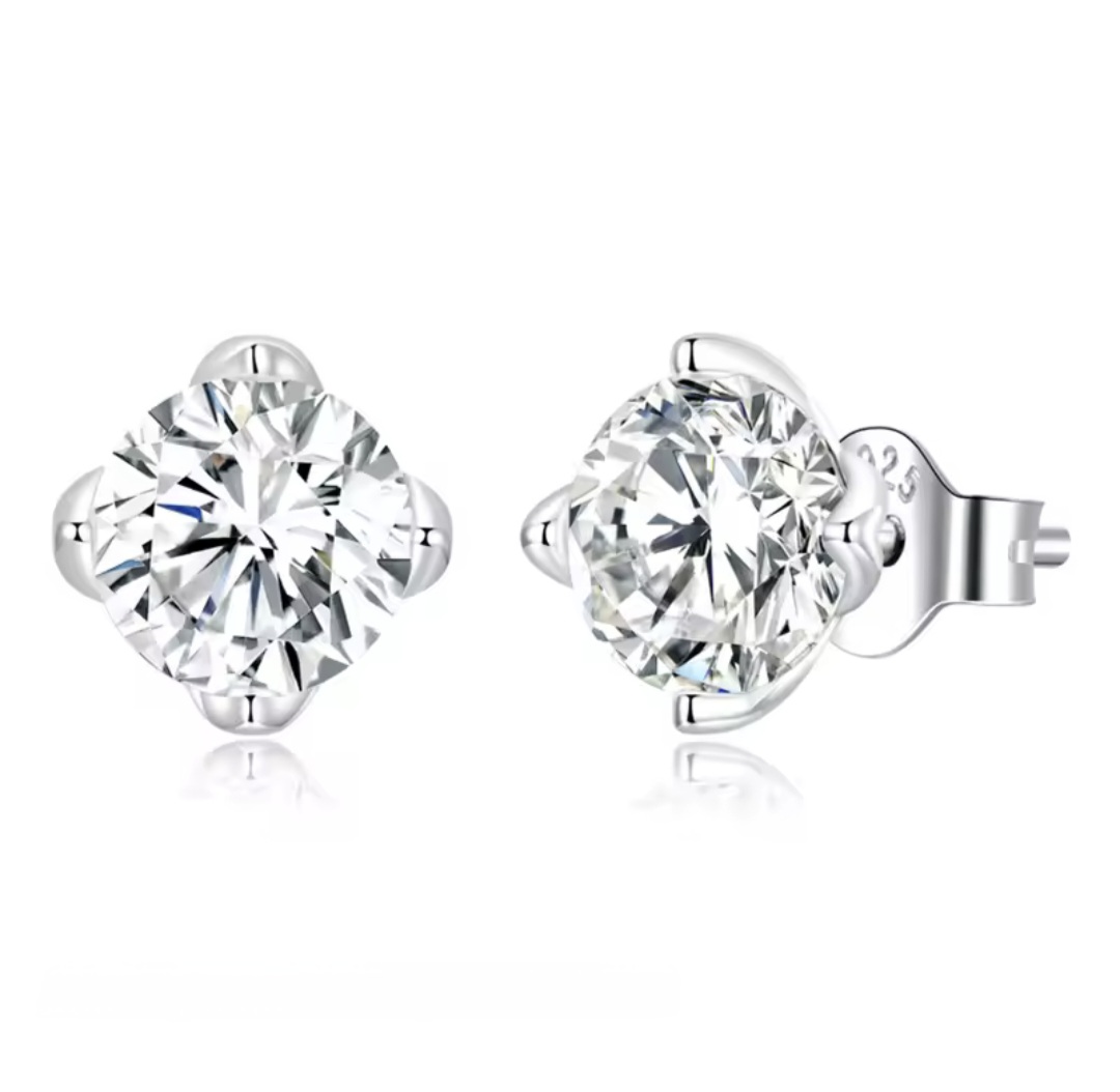 Сребърни обеци с мойсанит "Нежно чувство" - Image 2