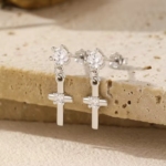 Сребърни обеци с цирконий "Believe"