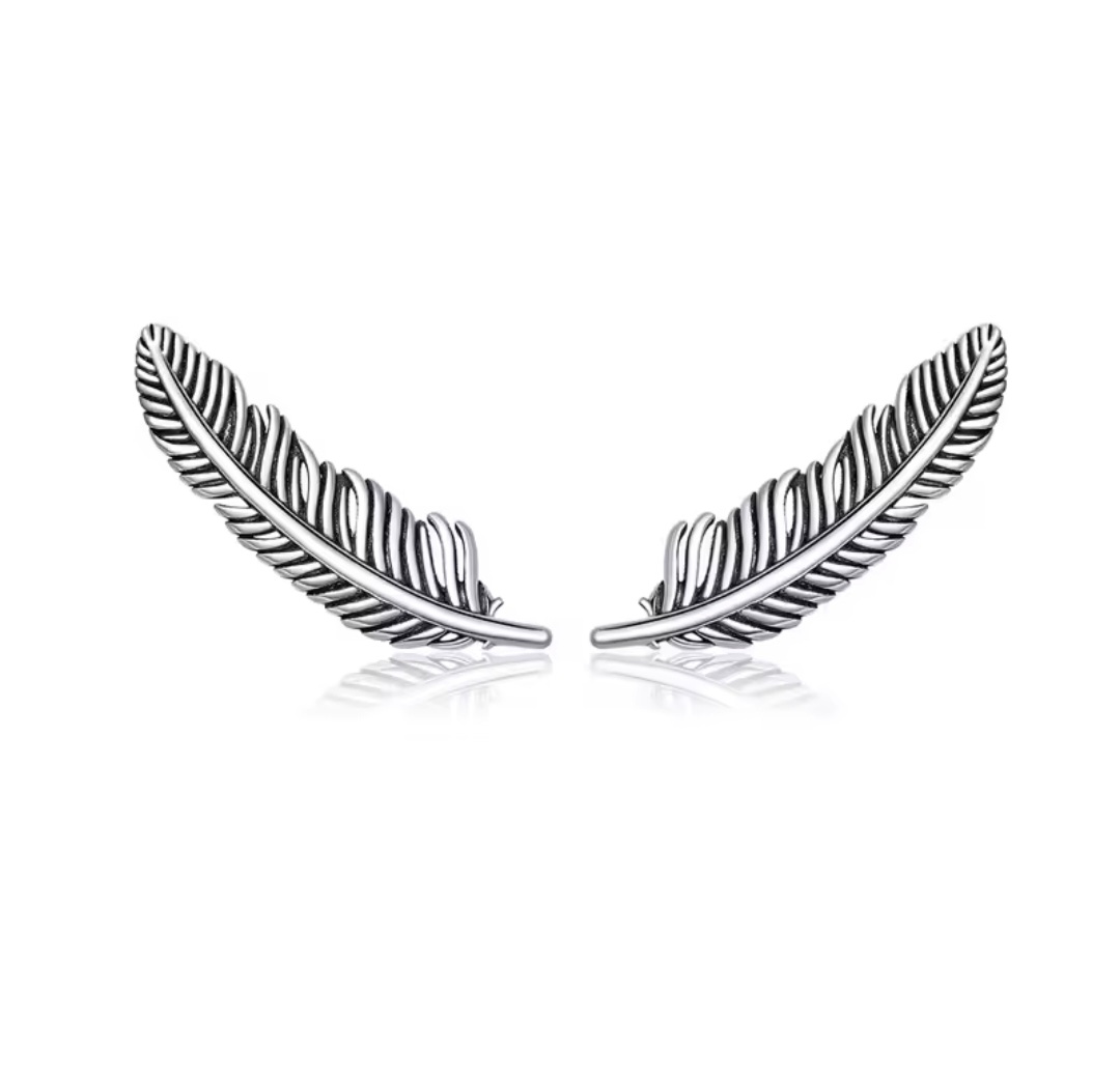 Сребърни обеци „Нежно перо“ - Image 2