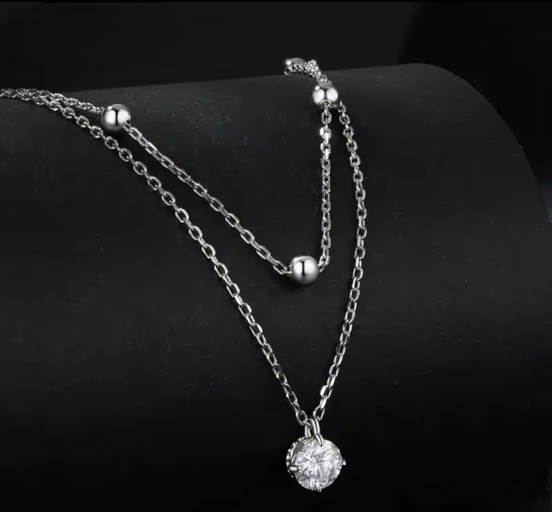 Сребърно колие с мойсанит "Елегантен блясък" - Image 4