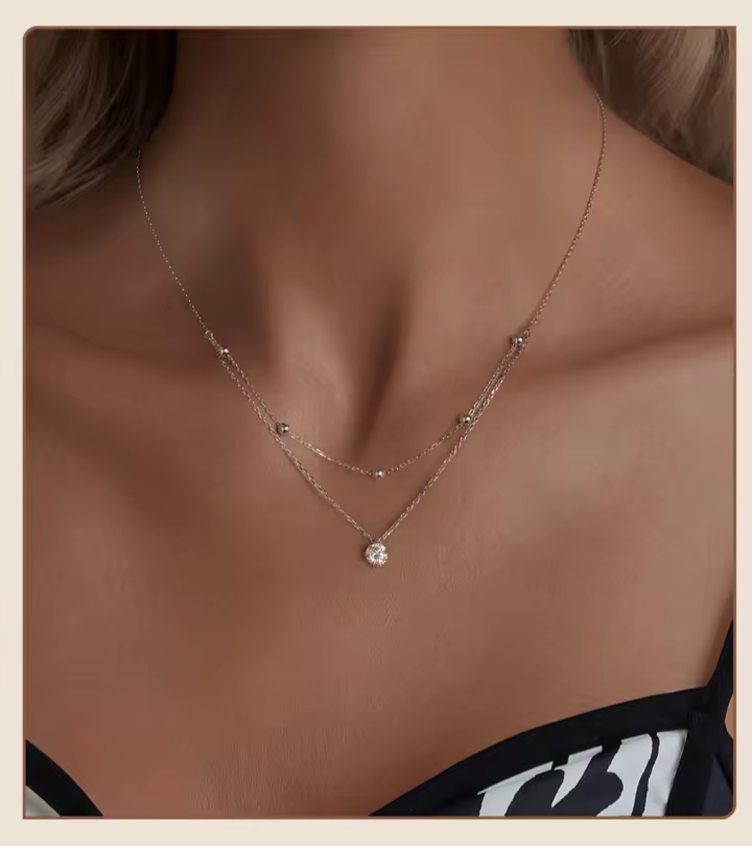 Сребърно колие с мойсанит "Елегантен блясък" - Image 2