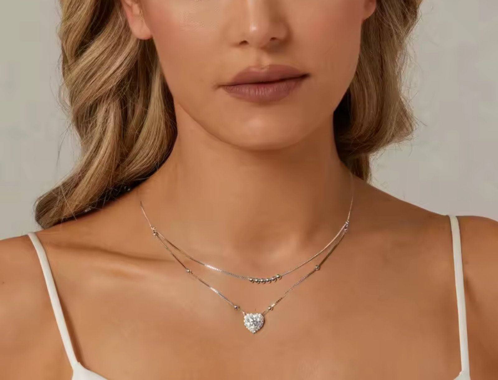 Сребърно колие с мойсанит "Нощно обаяние" - Image 3