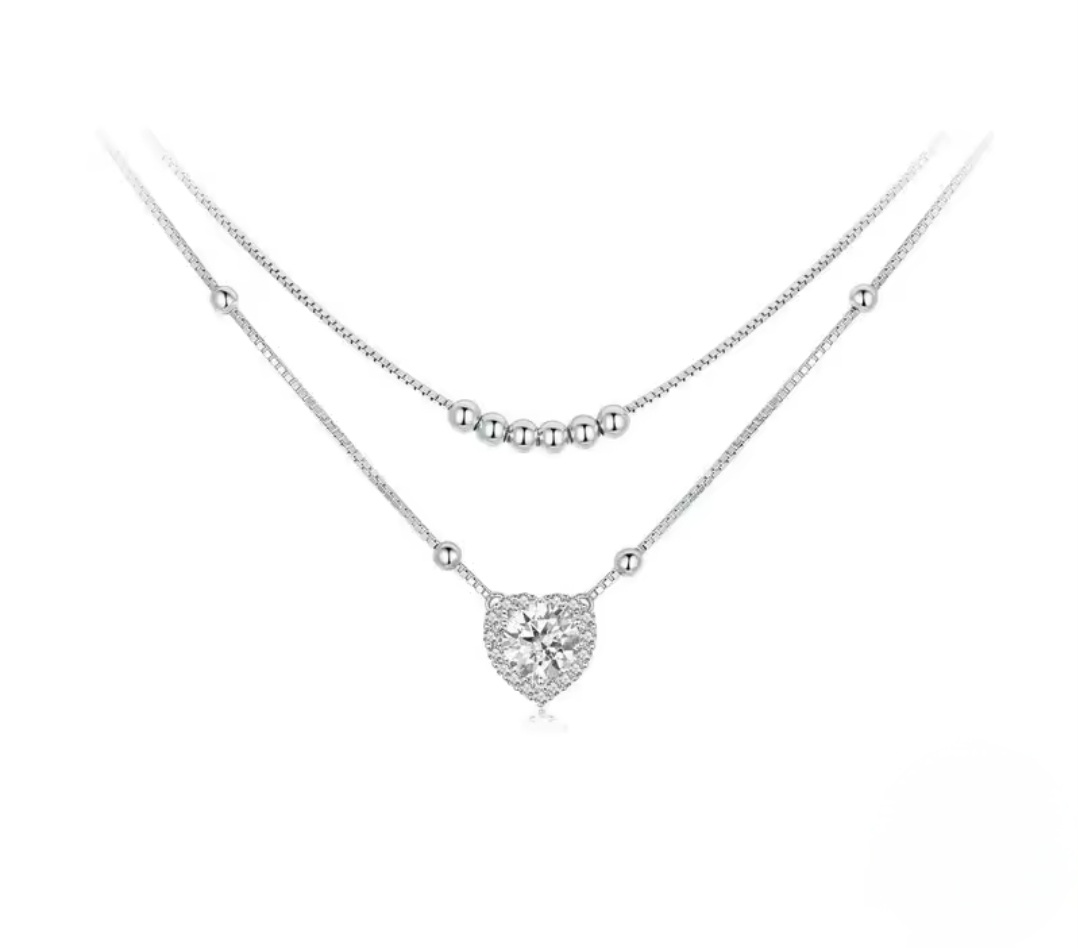 Сребърно колие с мойсанит "Нощно обаяние" - Image 2