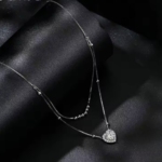 Сребърно колие с мойсанит "Нощно обаяние"