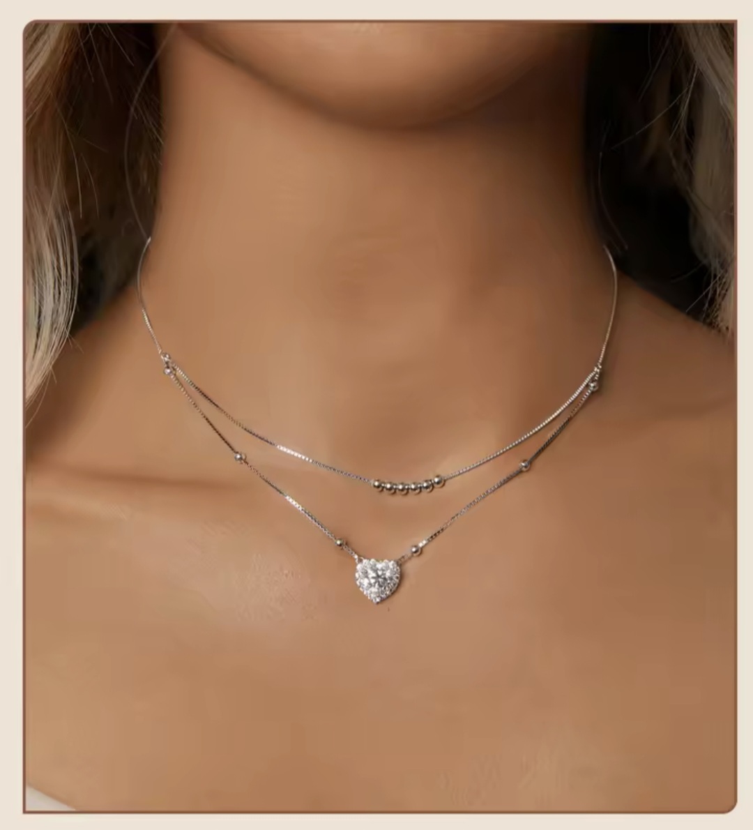 Сребърно колие с мойсанит "Нощно обаяние" - Image 6