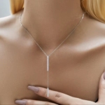 Сребърно колие с цирконий "Лъч на слънцето"