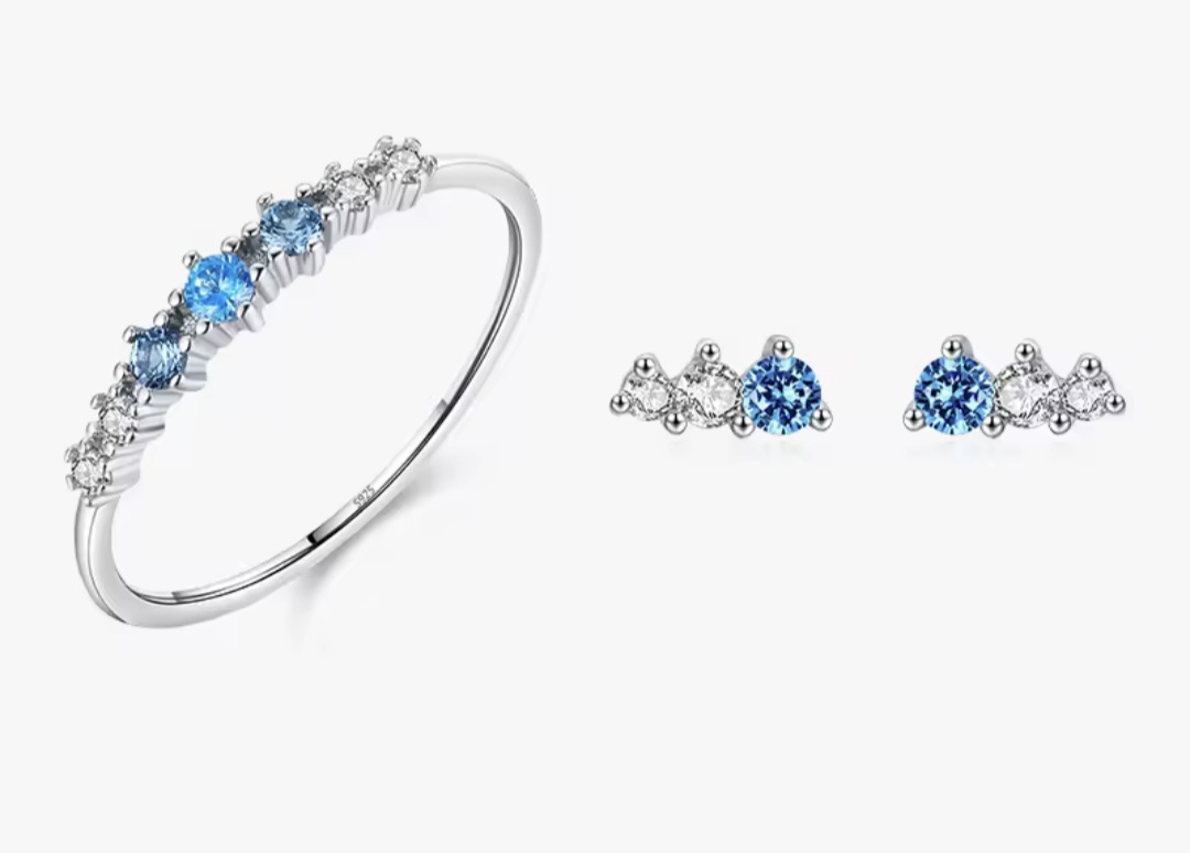 Сребърен комплект с цирконий "Blue Whisper"